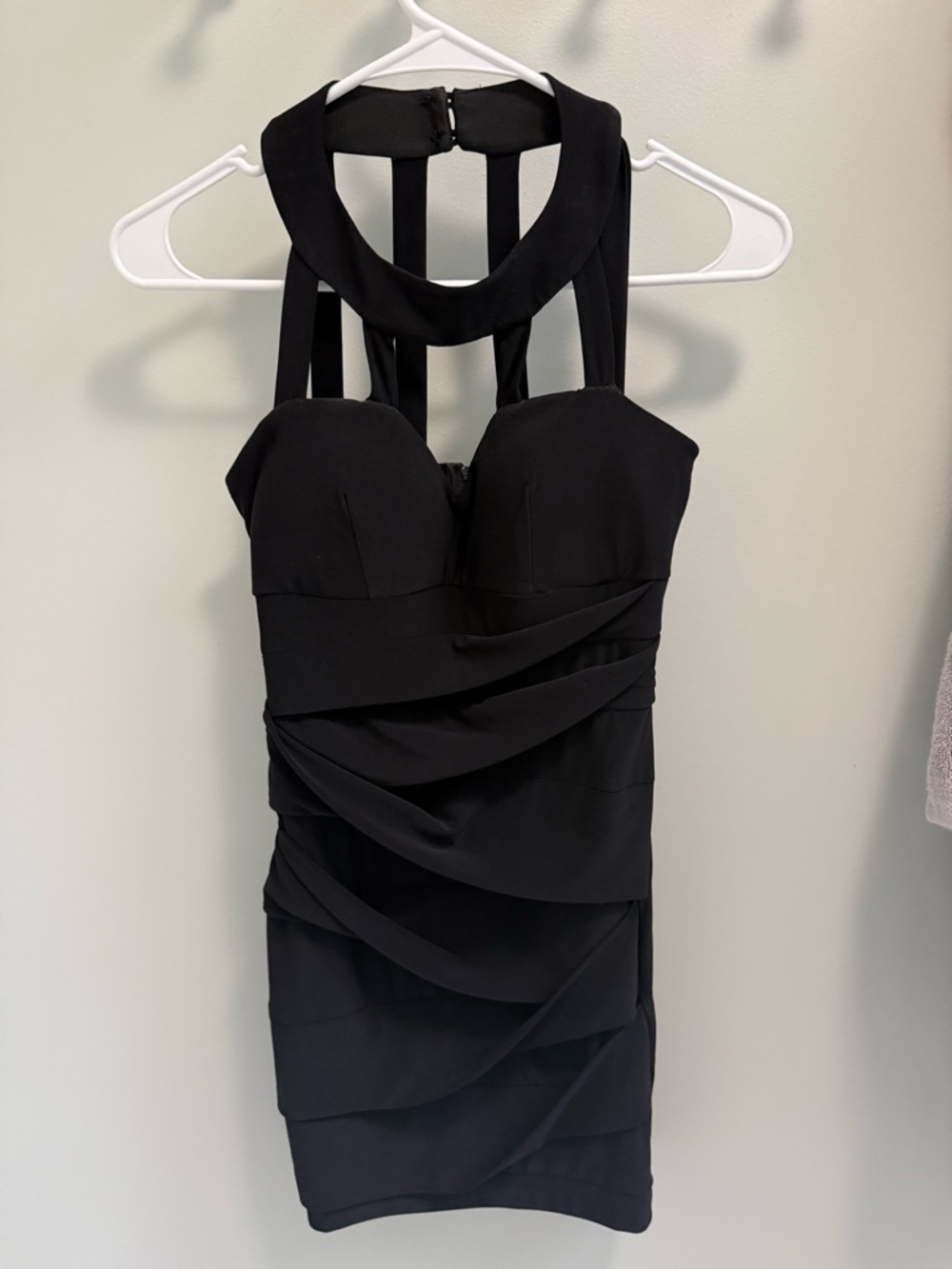 B Darlin Black Strappy Ruched Mini Dress